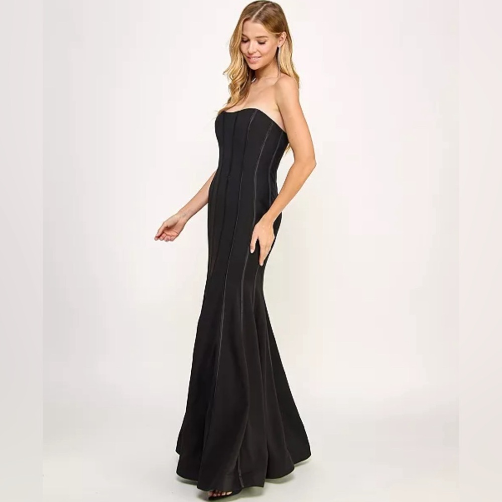 Strapless black floor length gown